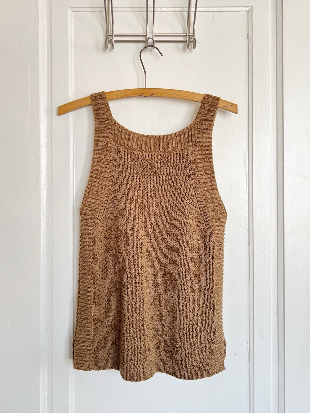 J Crew • Sweater-tank in Light Pecan brown tan ribbon knit chunky square neck - Picture 9 of 9